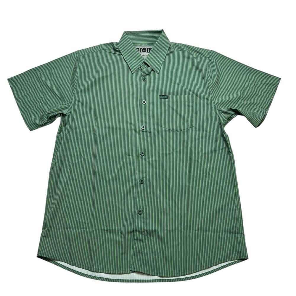 Dixxon The Benny Triple Stripe Green Short Sleeve Shirt Size L Button Up